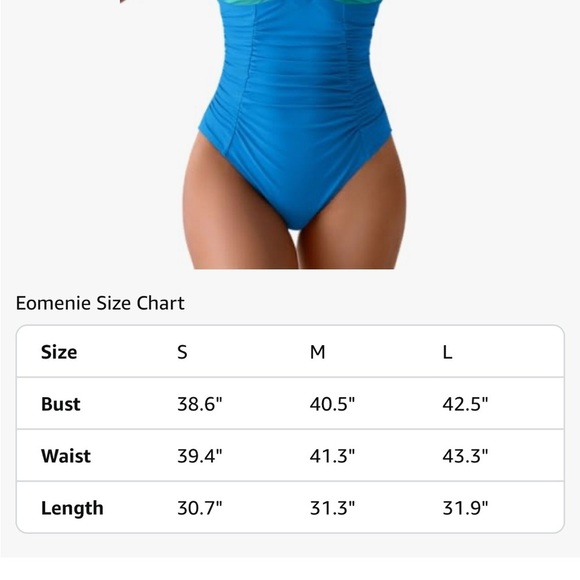 Elegant Two-Toned Blue One-Piece Swimsuit - Picture 4 of 4